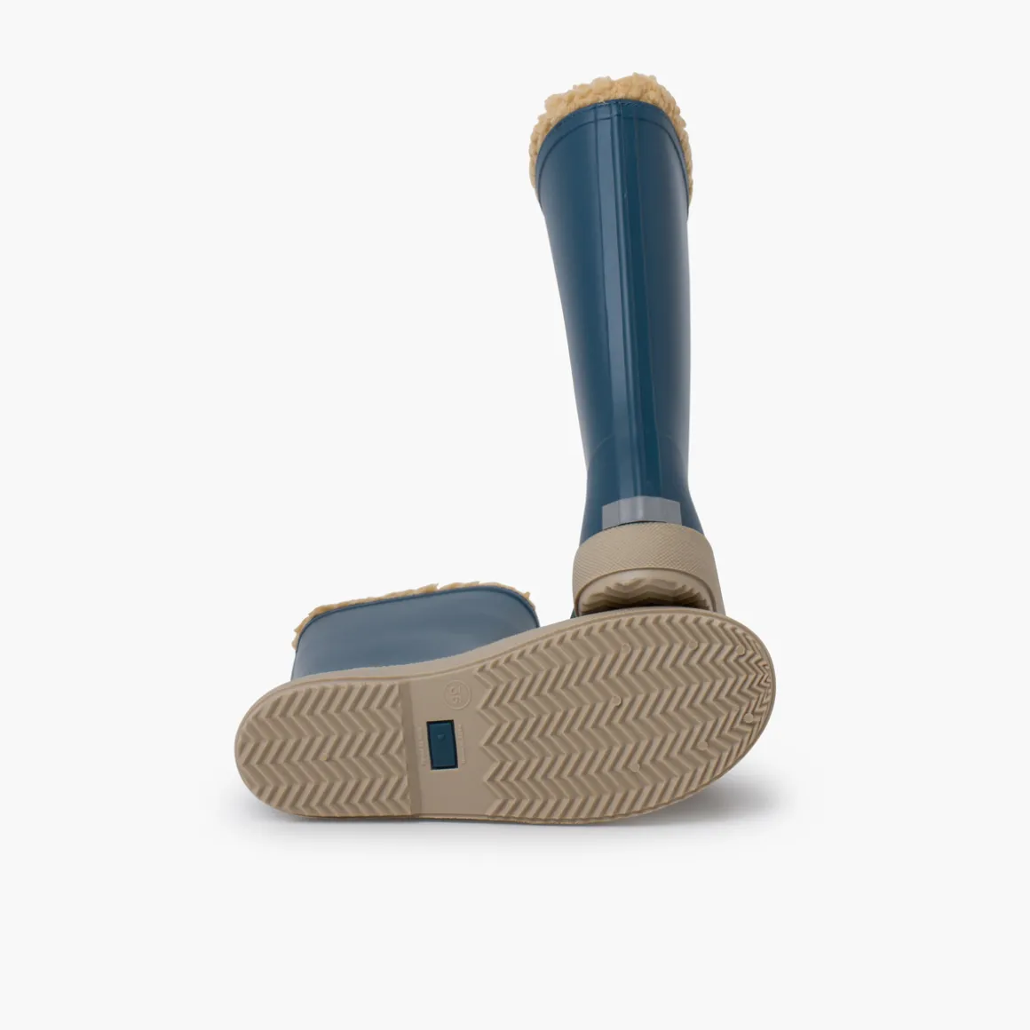 Bottes De Pluie Fausse Fourrure Semelle Beige