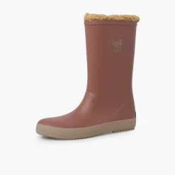 Bottes De Pluie Fausse Fourrure Semelle Beige
