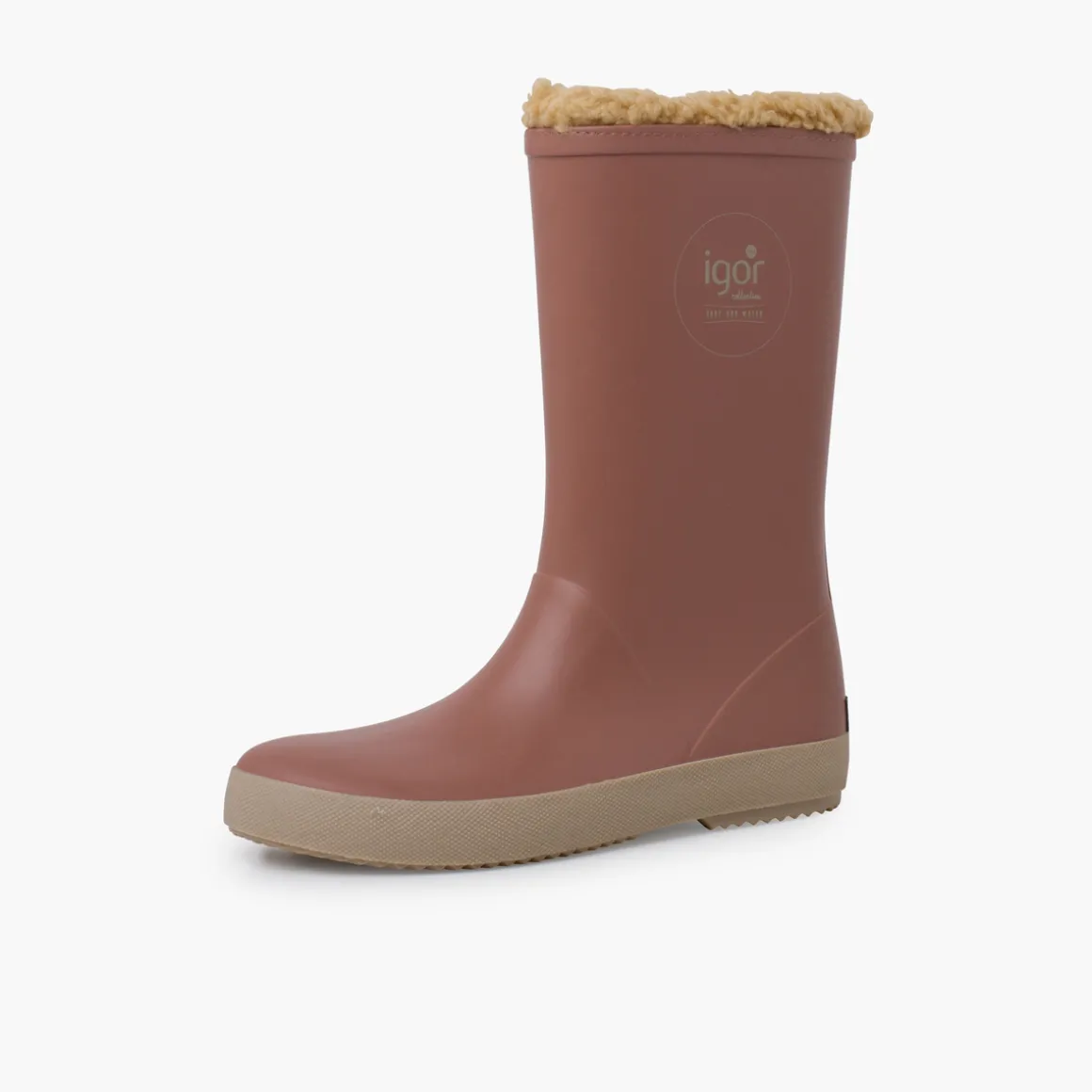 Bottes De Pluie Fausse Fourrure Semelle Beige