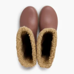 Bottes De Pluie Fausse Fourrure Semelle Beige