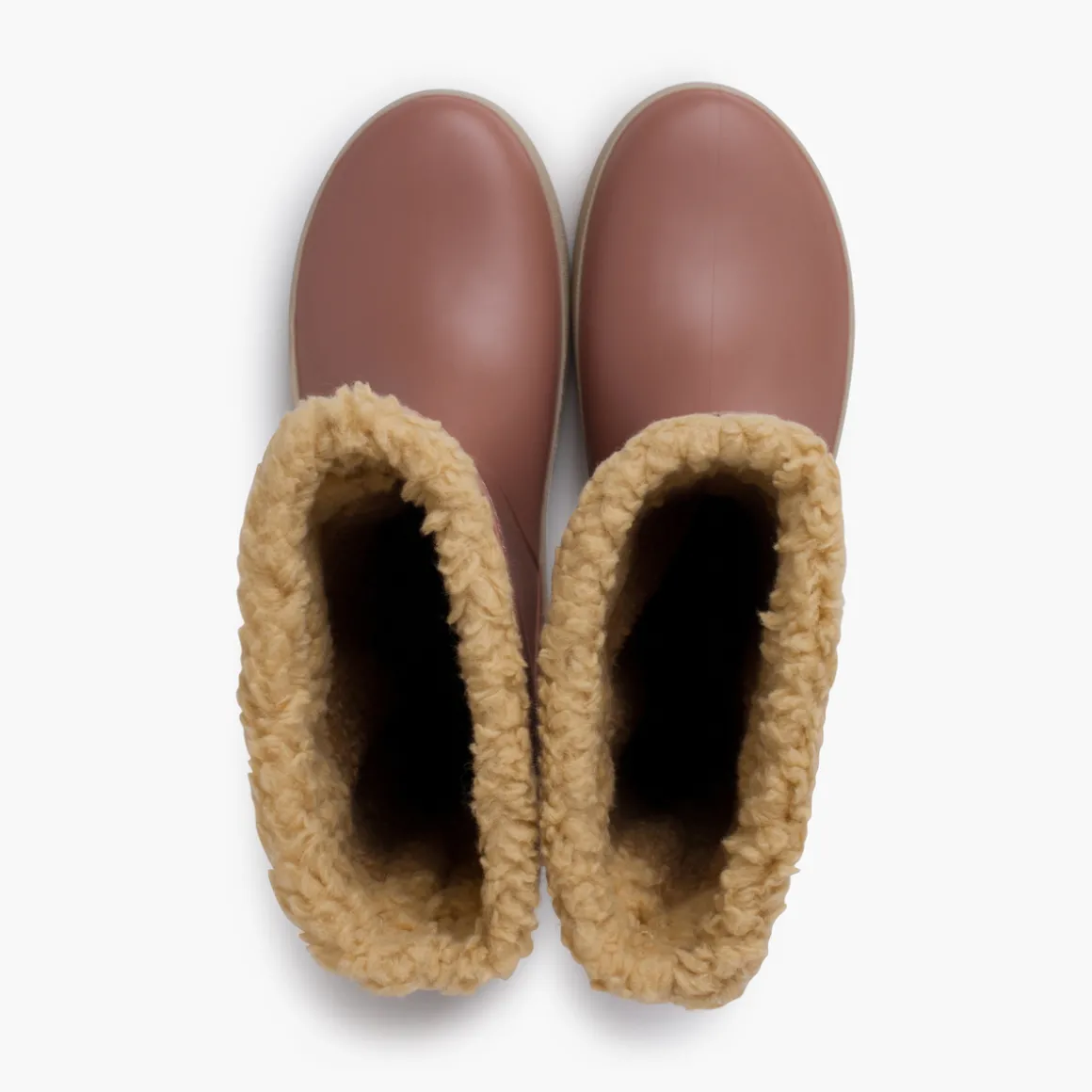 Bottes De Pluie Fausse Fourrure Semelle Beige