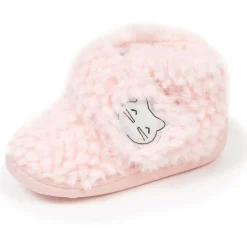 Chaussons bottillons scratch Bébé Rose chat