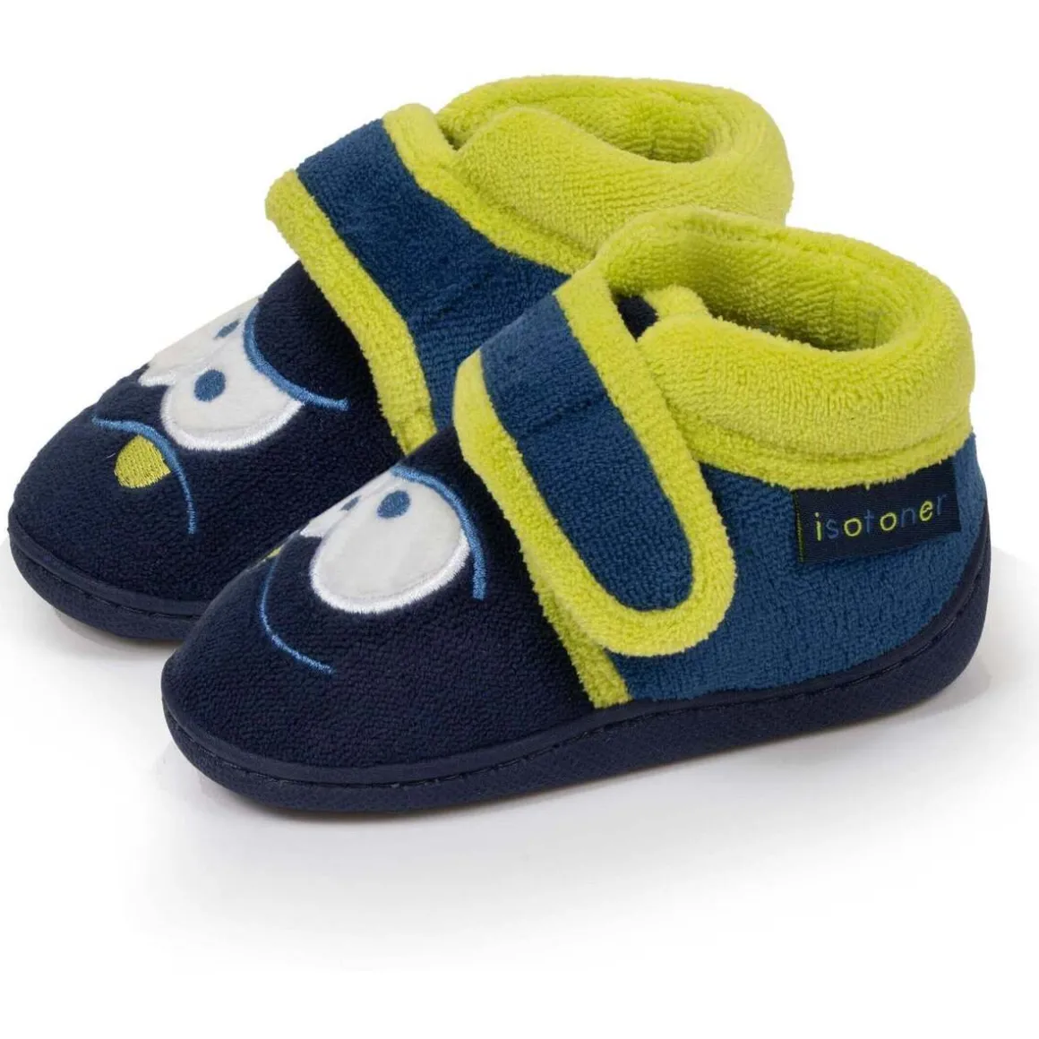 Chaussons bottillons scratch Bébé Marine monstre jaune