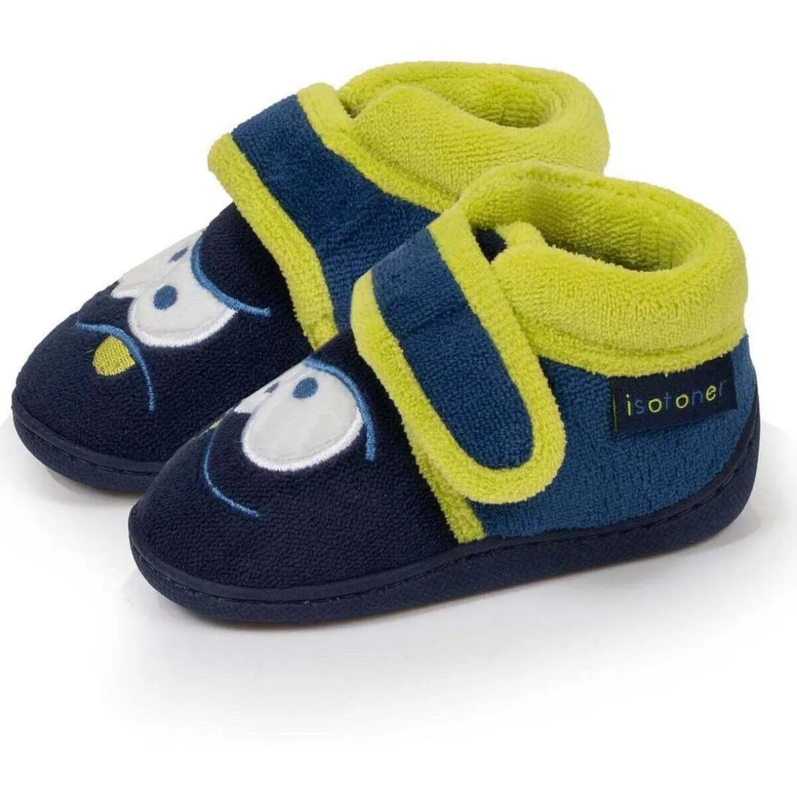 Chaussons bottillons scratch Bébé Marine monstre jaune