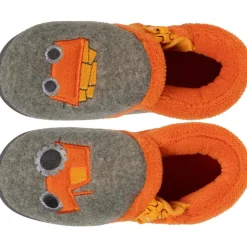 Chaussons bottillons zip Bébé tracteur Kaki chiné