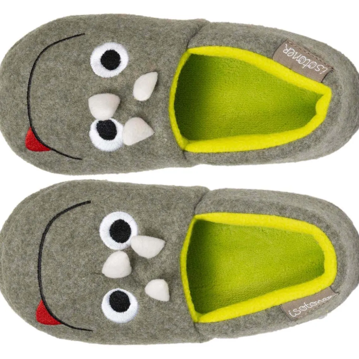 Chaussons slippers Garçon Dinosaure Kaki chiné