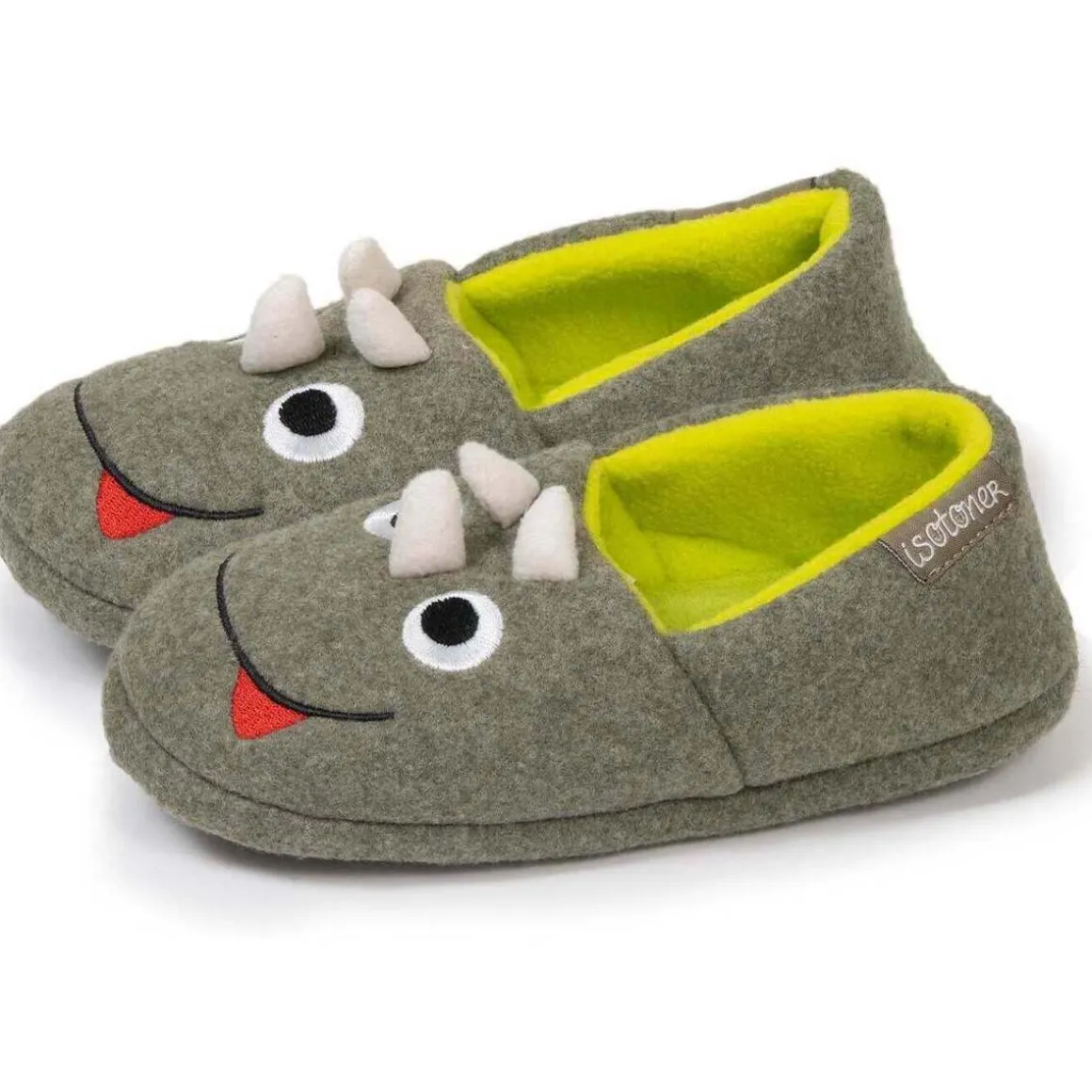 Chaussons slippers Garçon Dinosaure Kaki chiné