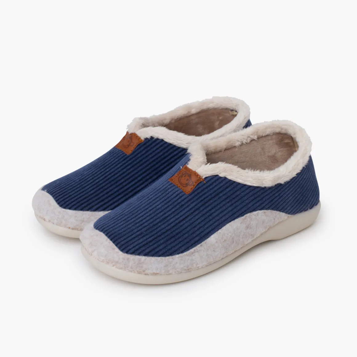 Chaussons Velours Côtelé Doublure Fourrure